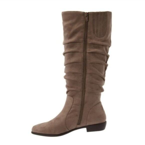 Comfortview dark taupe Shelly  Faux Suede Extra Wide Width Calf Boots NEW 8.5WW - Picture 2 of 9